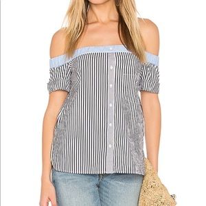 Bailey 44 Off the Shoulder Striped Poplin top